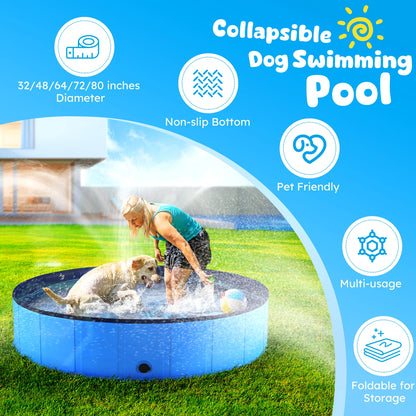Portable Dog Pool, Foldable Pet Swimming Tub
