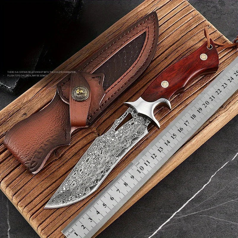 Damascus Advanced Straight Knife, Fixed Blade