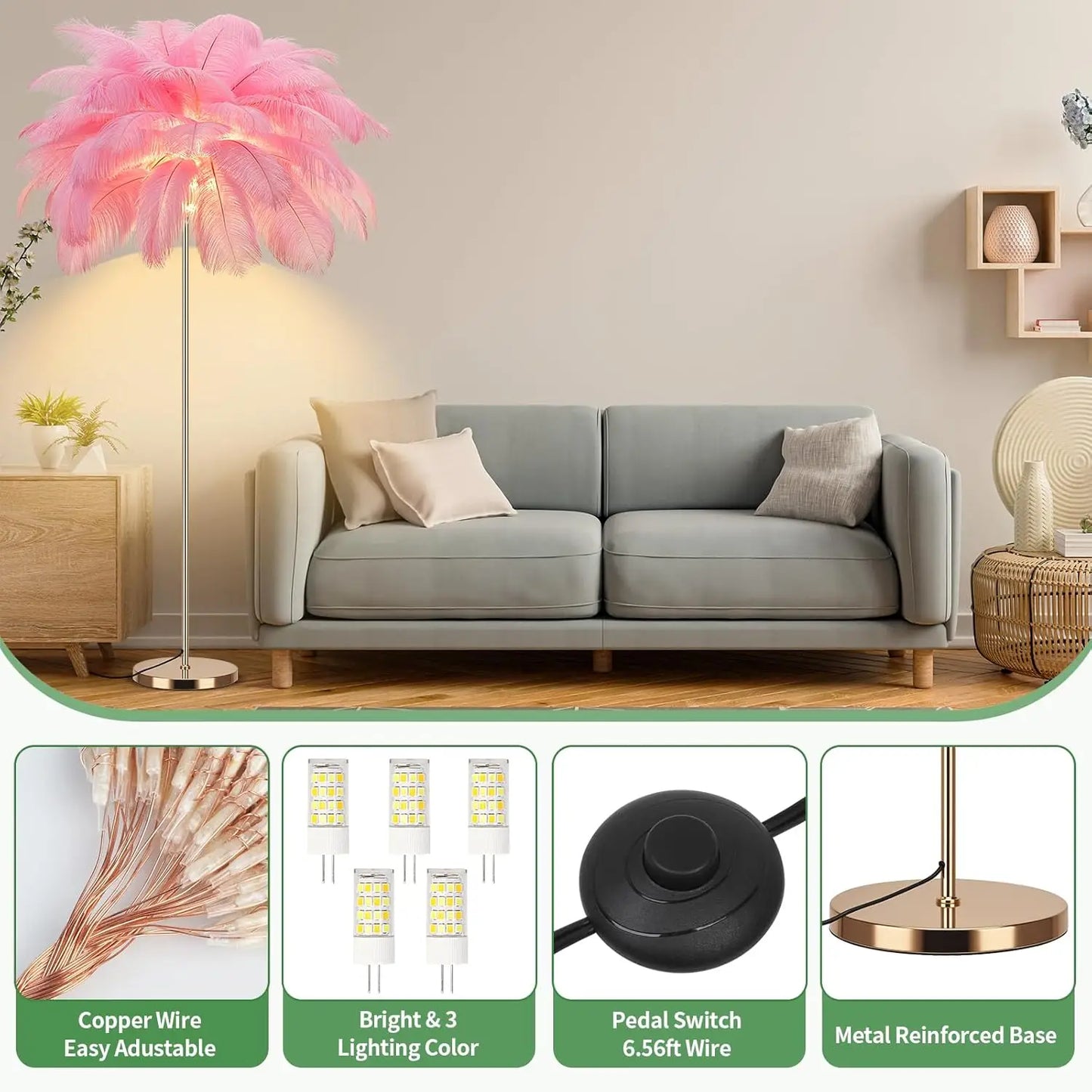 Fluffy Ostrich Feather Floor Lamp