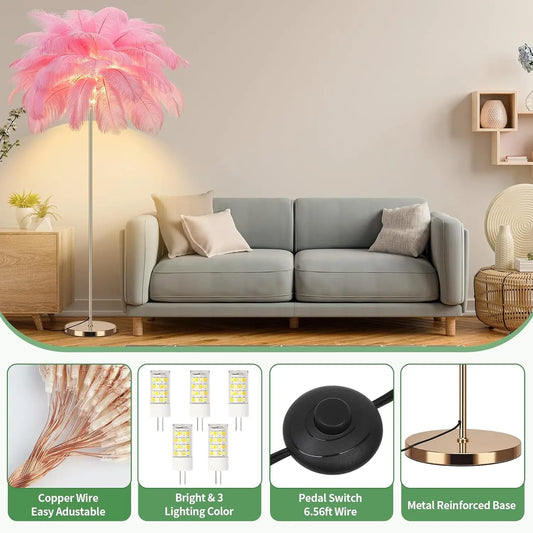 Fluffy Ostrich Feather Floor Lamp