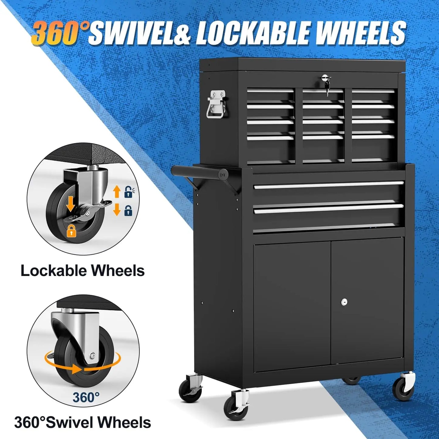 10-Drawer Rolling Tool Chest with Wheels