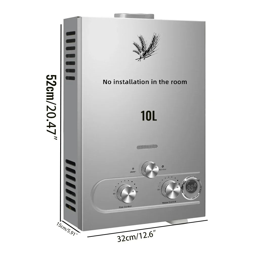 VEVOR 6L/8L/10L/12L/16L/18L LPG Water Heater, On-Demand Instant Hot Water System for Propane & Butane Gas