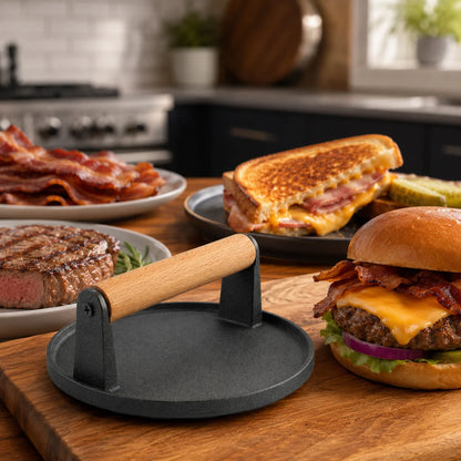 Smashed Burger Press with Wood Handle