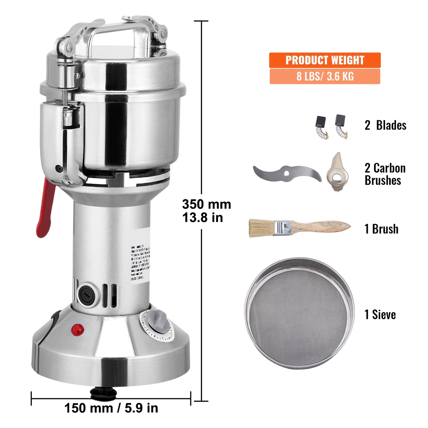 SucceBuy 150-2500g Electric Grain Mill Grinder