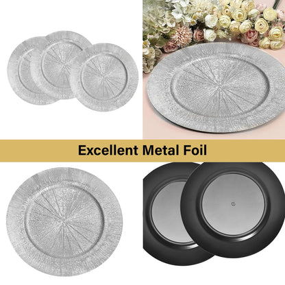 100Pcs Decorative Charger Plates Bulk Silver,13Inch