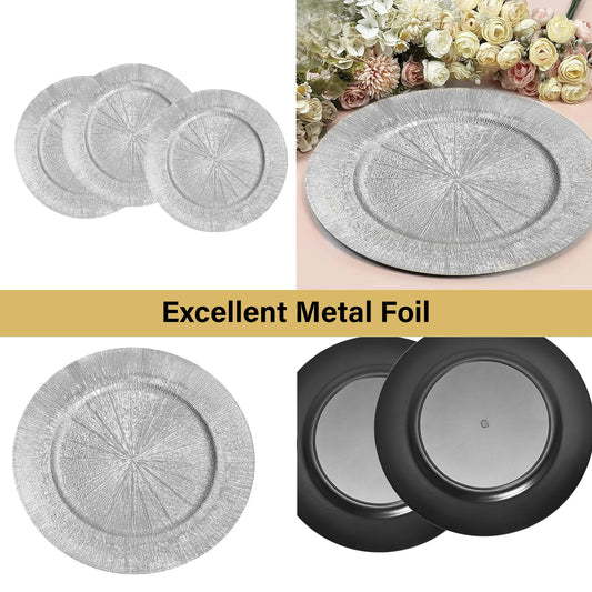 100Pcs Decorative Charger Plates Bulk Silver,13Inch