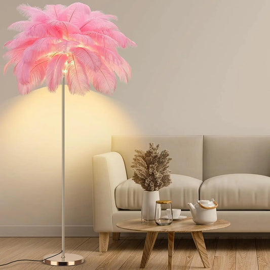 Fluffy Ostrich Feather Floor Lamp