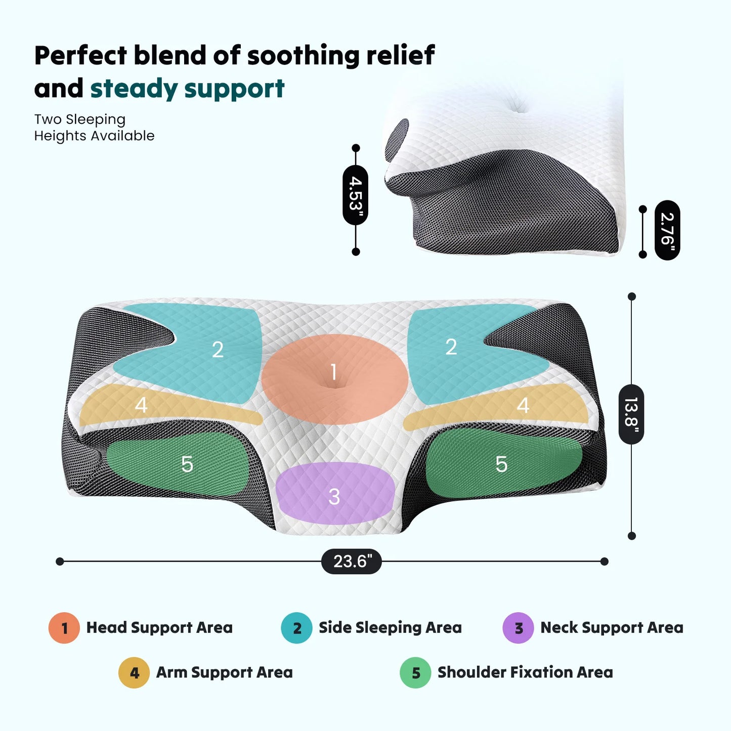 Ergonomic 23.6" Largex13.8" Wide Cervical Neck Pillow Memory Foam