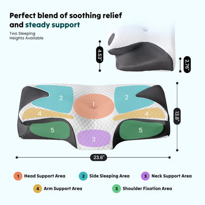 Ergonomic 23.6" Largex13.8" Wide Cervical Neck Pillow Memory Foam