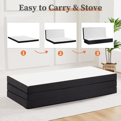 JHK Tri-Fold Memory Foam Mattress with Collapsible and Washable Cover