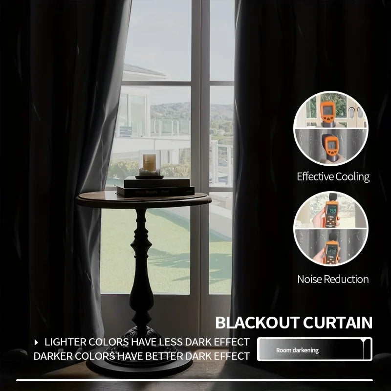 2 Blackout Curtains Grommet Thermal Insulated Room Darkening  With Tree Print