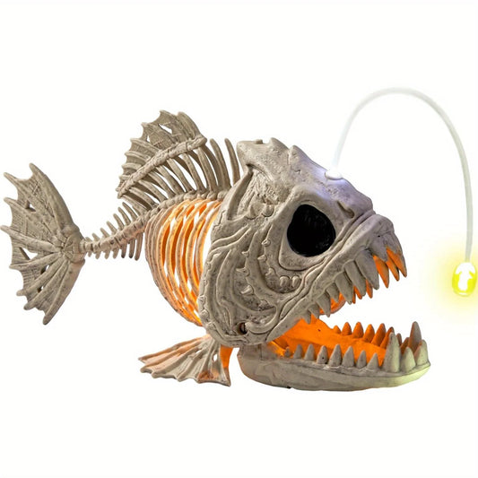 Skeleton Lantern Fish Halloween with LED Eye Plastic Bones(10.2" *5.5" *3")