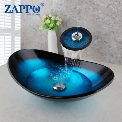 Tempered Glass Bathroom Vessel Sink