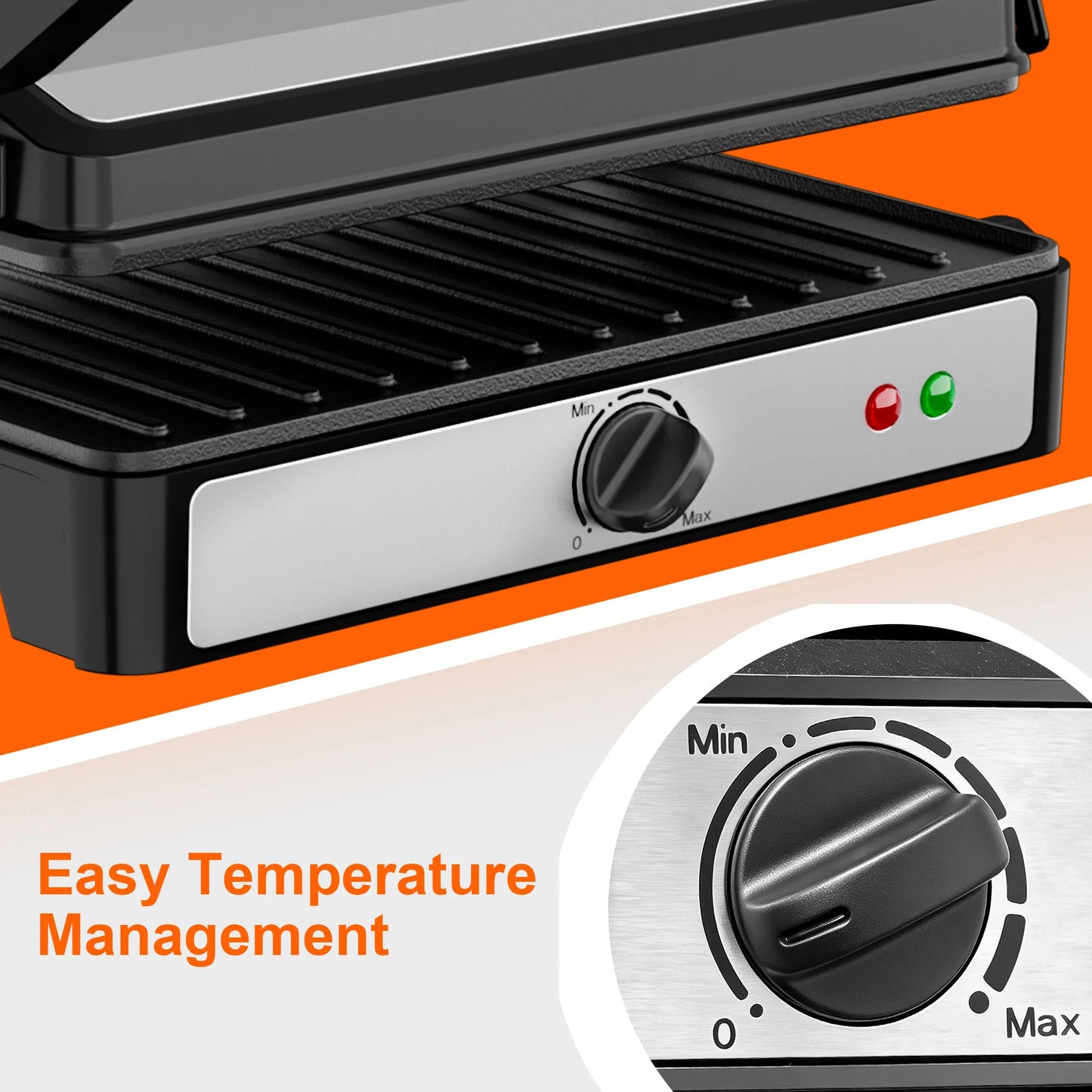 2-Slice Sandwich Maker, 900W Indoor Grill & Panini Press