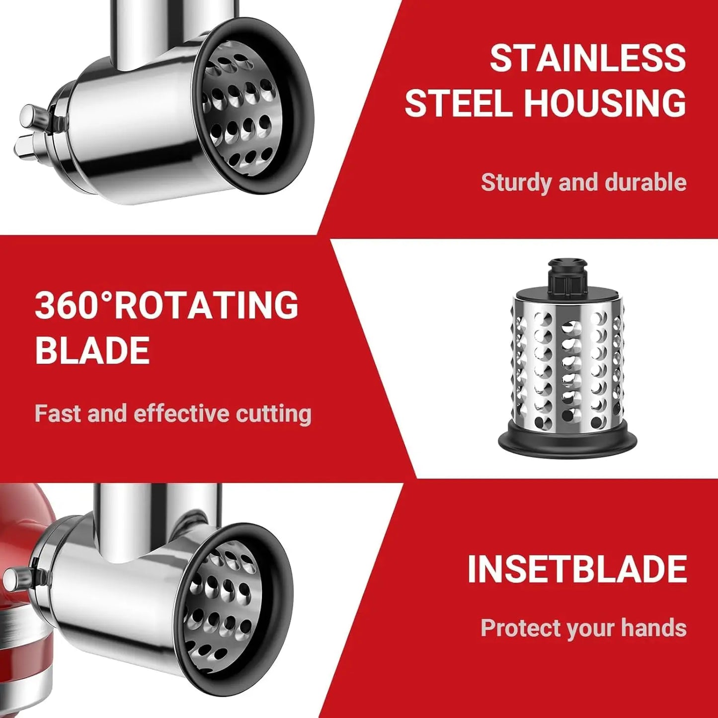 Stainless Steel Slicer Shredder Attachment for KitchenAid Stand Mixers