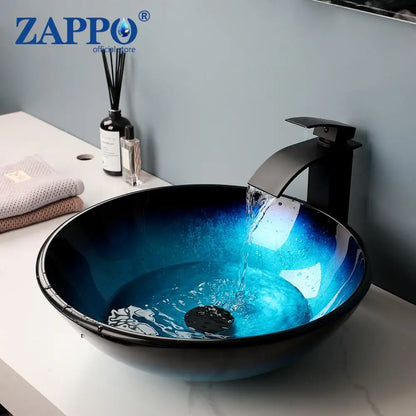 Tempered Glass Bathroom Vessel Sink