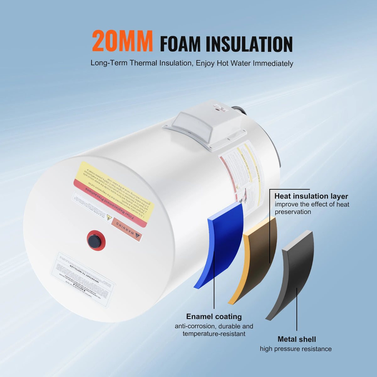 SucceBuy Electric Water Heater 40/70L Tank Instant Hot Water Heater