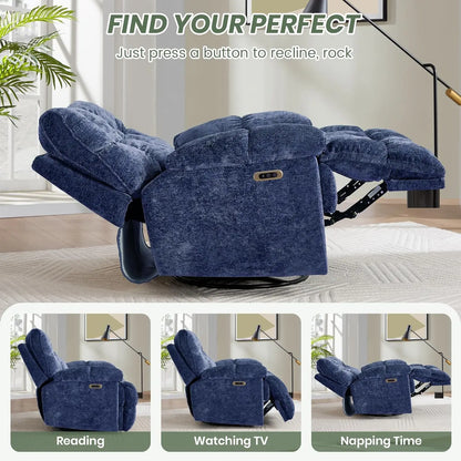42" Oversized Power Swivel Rocker Recliner