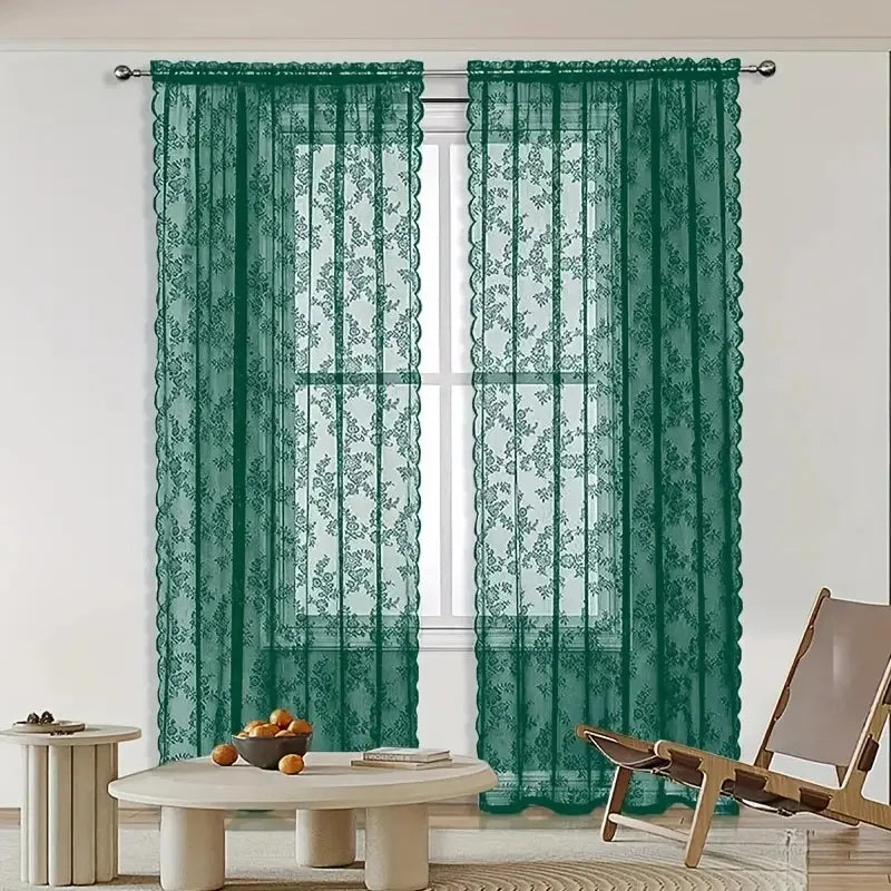 1pc vintage embroidered floral chiffon lace curtain