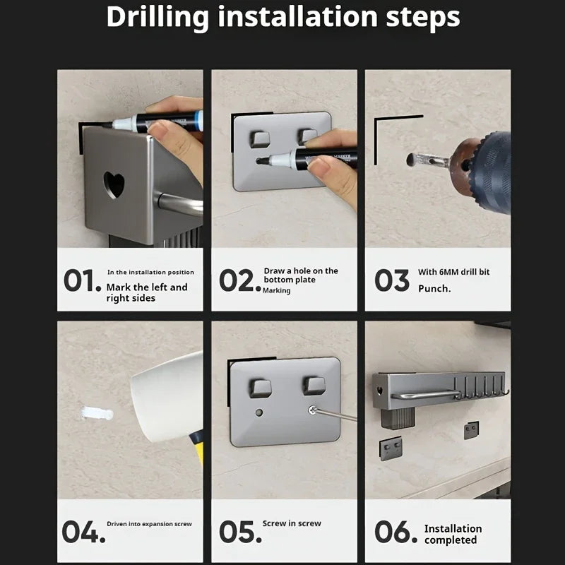 No Drill Wall Mount Kitchen Organizer Knife Rack