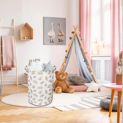 Pink Flower Laundry Hamper