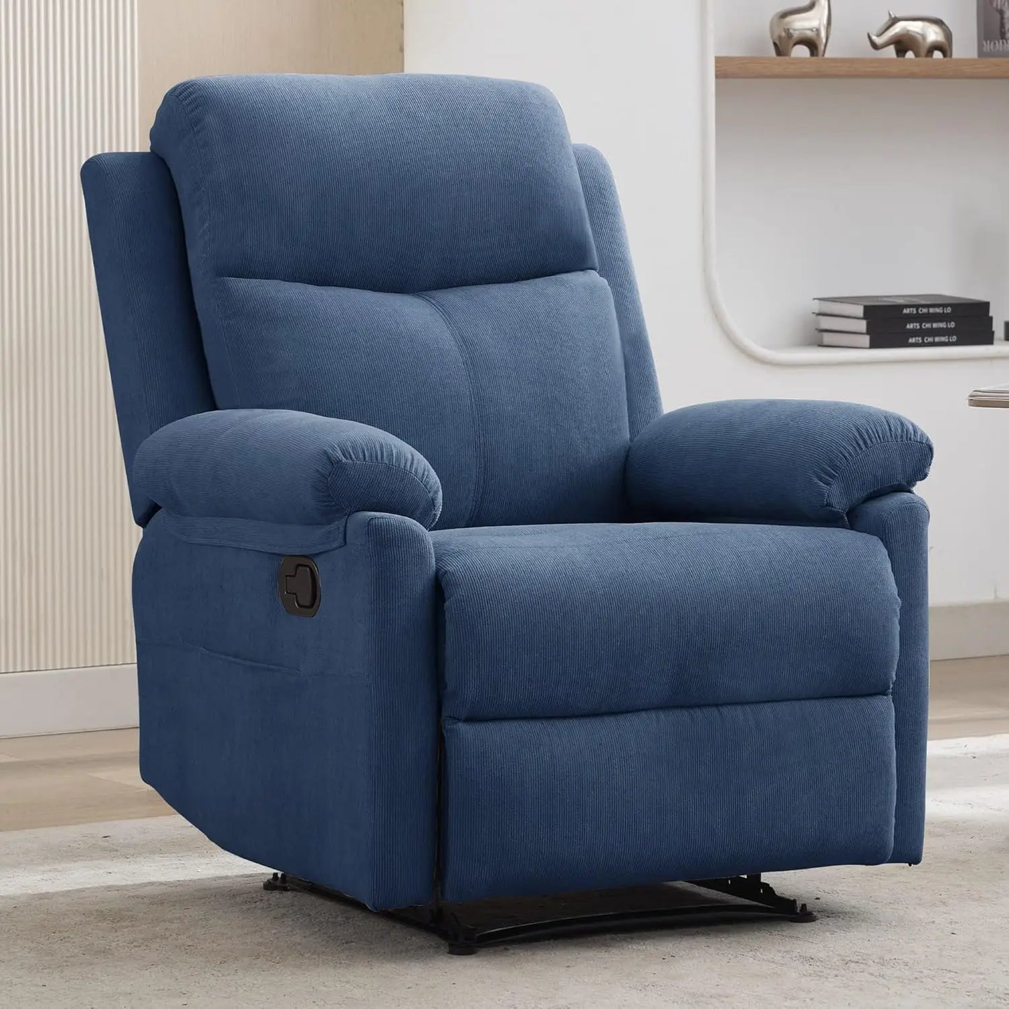 Manual Recliner with Side Pocket, Small Recliners for Small Spaces