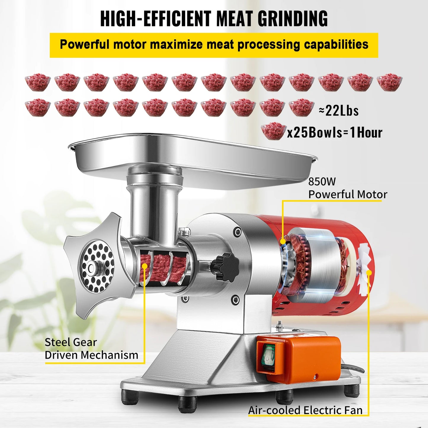 SucceBuy Electric Meat Grinder 250Kg/H 300Kg/H W/ Drawers