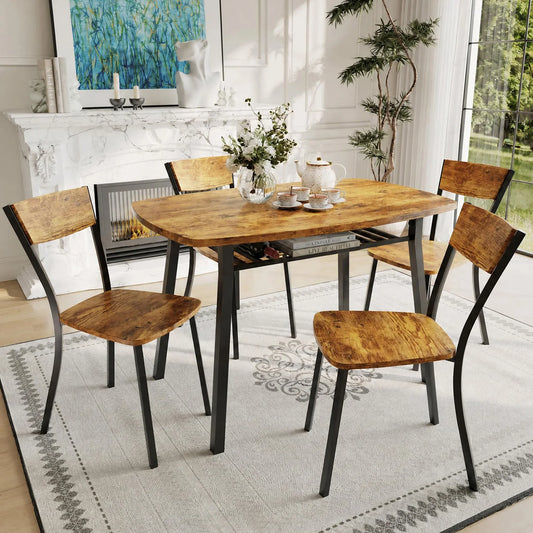 5 Piece Dining Table Set For 4, 43 Inch Kitchen Table And 4 Chairs