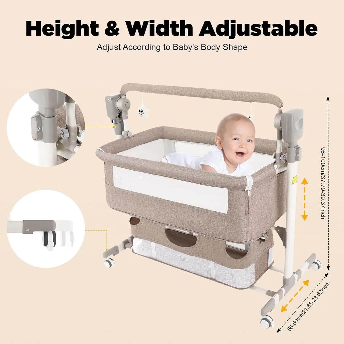 Smart Electric Baby Bassinet Bedside Sleeper with Music Play
