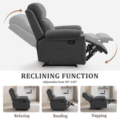 Manual Recliner with Side Pocket, Small Recliners for Small Spaces