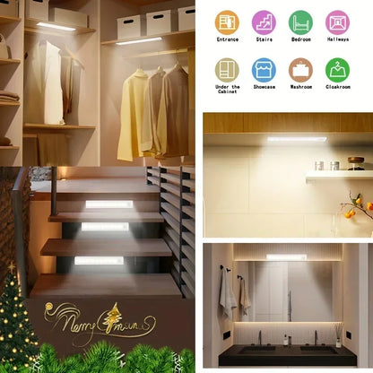 Under Cabinet Lights 1/3/5/6pcs, Motion Sensor Rechargeable  Battery Operated 2 Colors