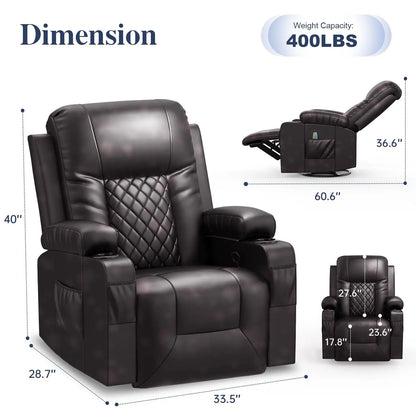 Heated Massage Recliner 360 Swivel