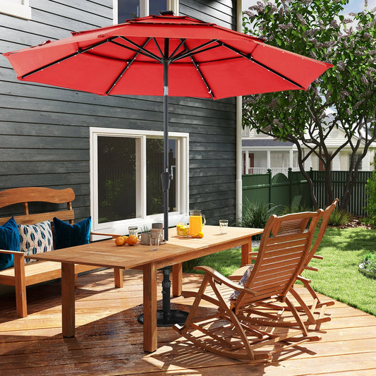 JHK Outdoor 10 FT Solar Patio Umbrella with 32 LED Lights