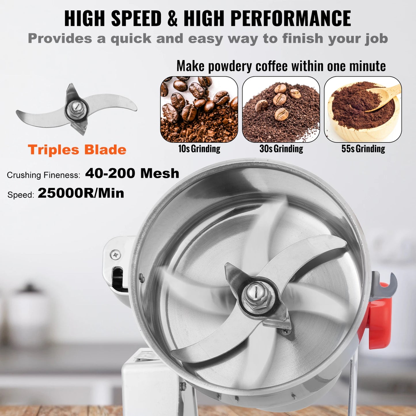 SucceBuy 150-2500g Electric Grain Mill Grinder