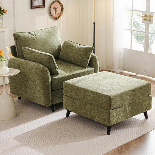 Oversized Accent Chair with Ottoman