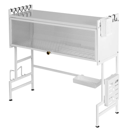 Kitchen Sink Organizer Large Over The Sink Dish Rack with Cover