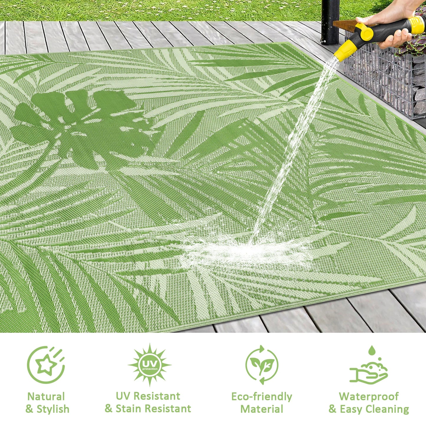 8‘x10' Outdoor Waterproof Recycled Plastic Straw Rug