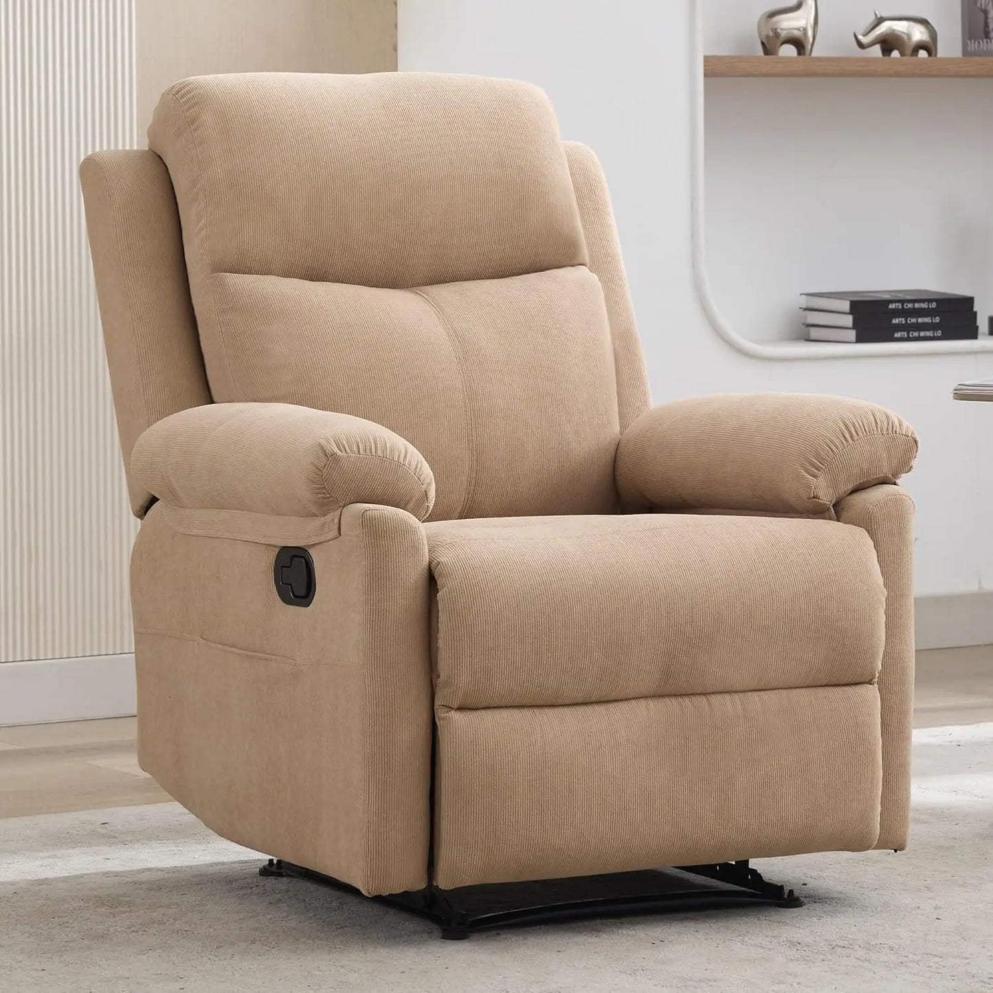 Manual Recliner with Side Pocket, Small Recliners for Small Spaces