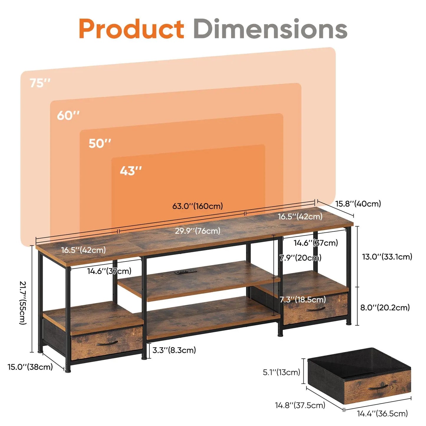 63IN Wooden Tv Stand