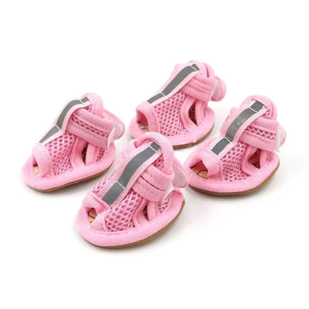4pcs/pack Anti-slip Outdoor with Reflective Strap Spring Summer Wear Breathable Puppy Shoes