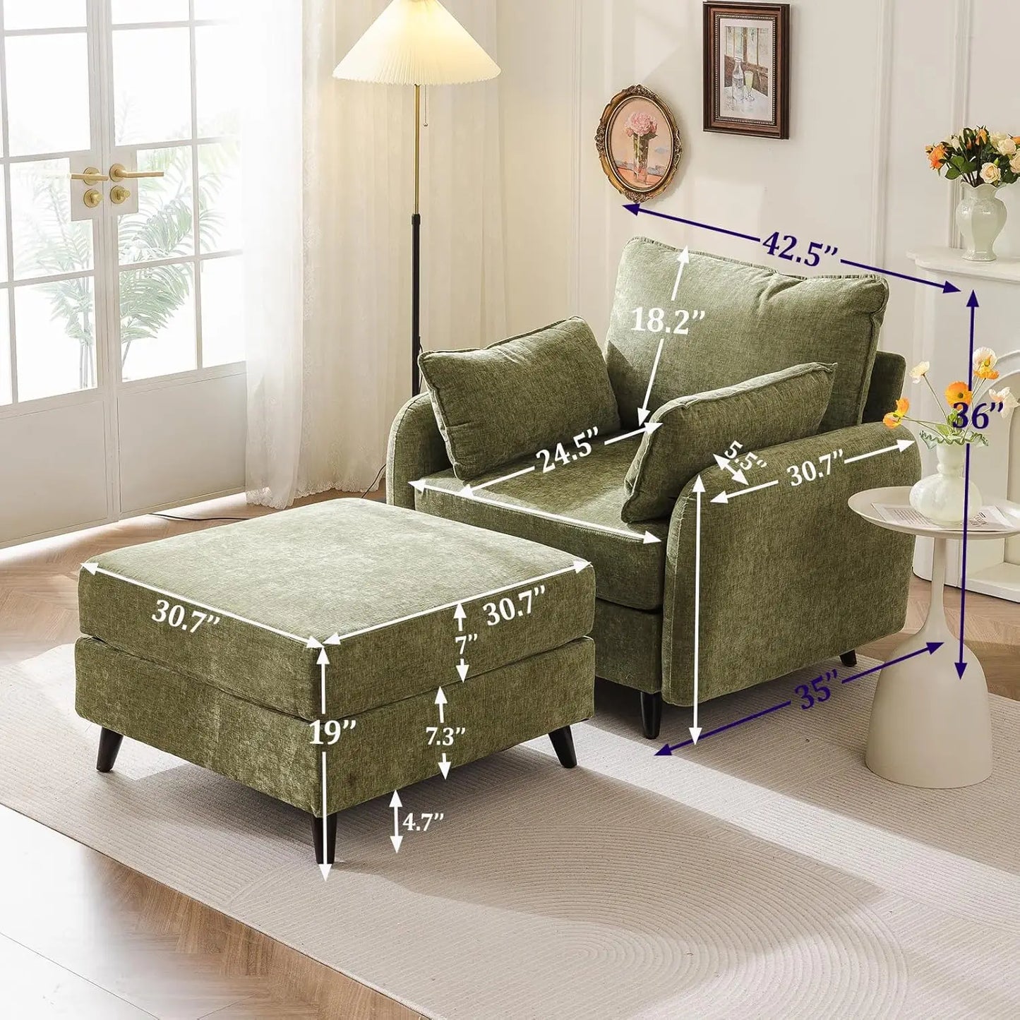 Oversized Accent Chair with Ottoman