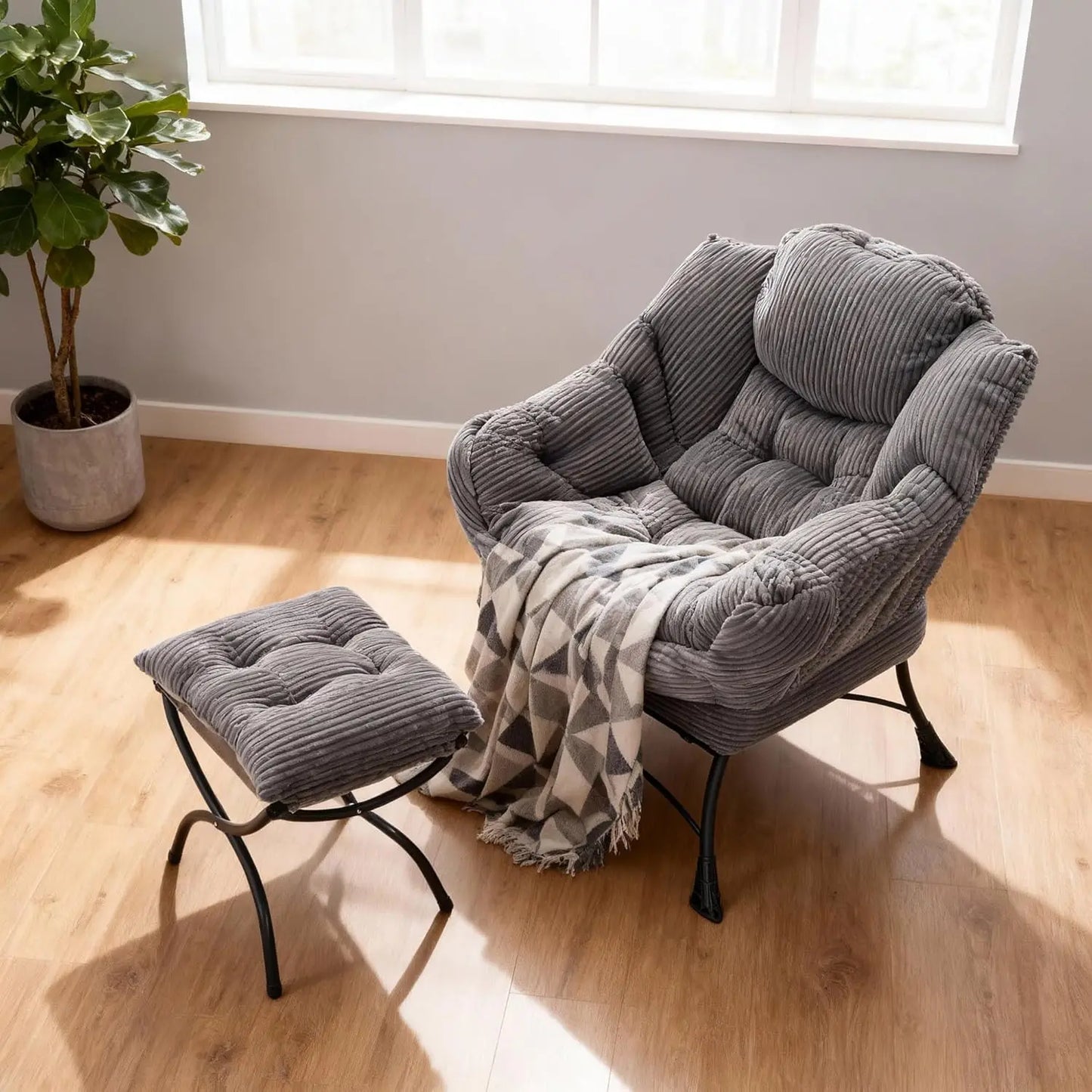 Washable Lazy Chair with Ottoman