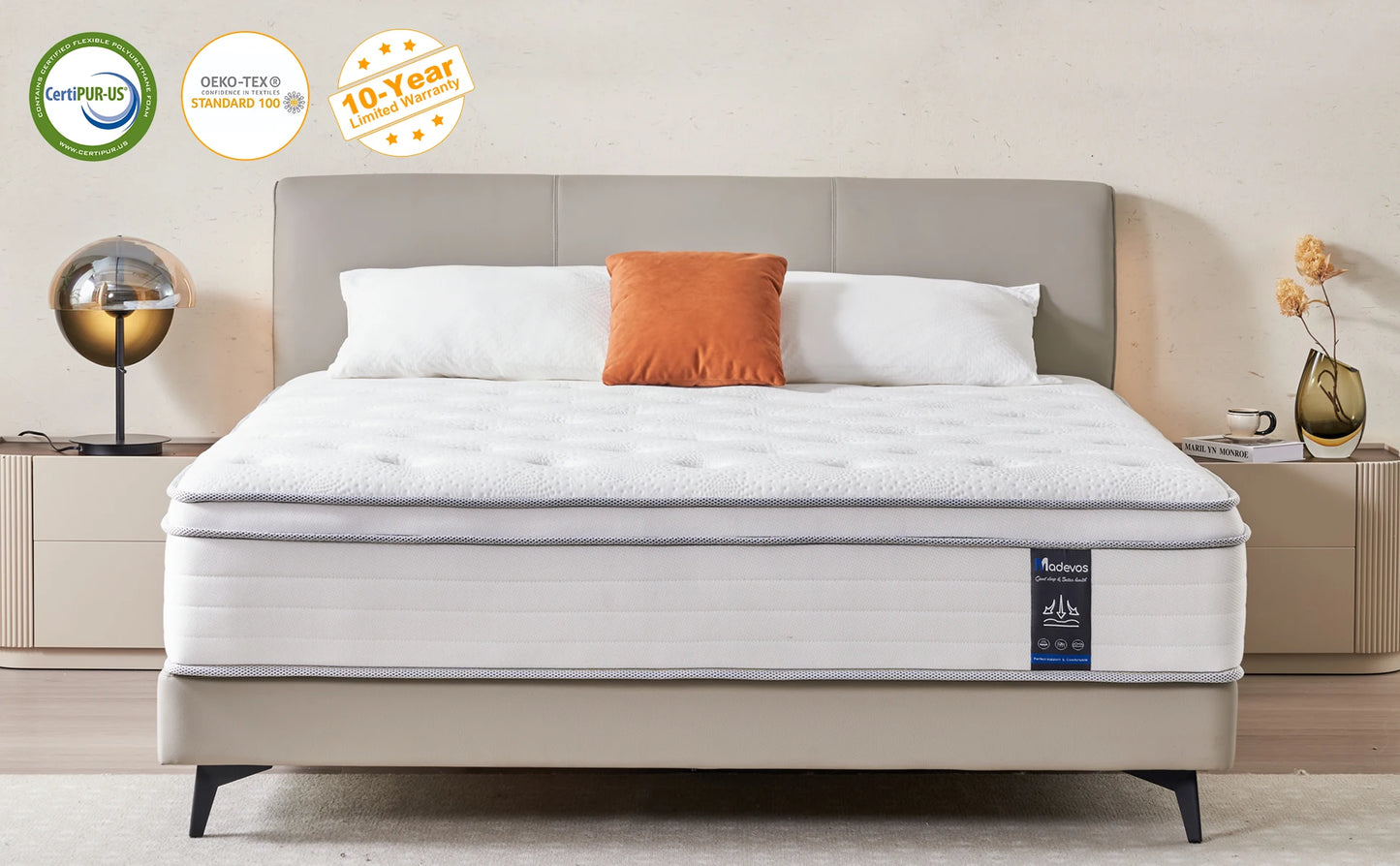 Queen King Full Size Mattress, 12\14\10 Inch Hybrid Mattress