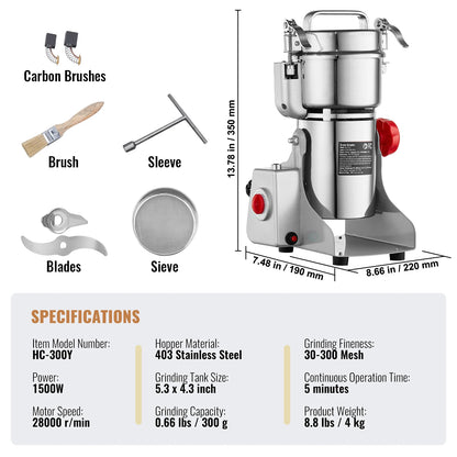 SucceBuy 150-2500g Electric Grain Mill Grinder