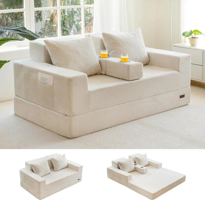 64in Foldable Loveseat Sofa Bed 4-in-1 Recliner Sleeper