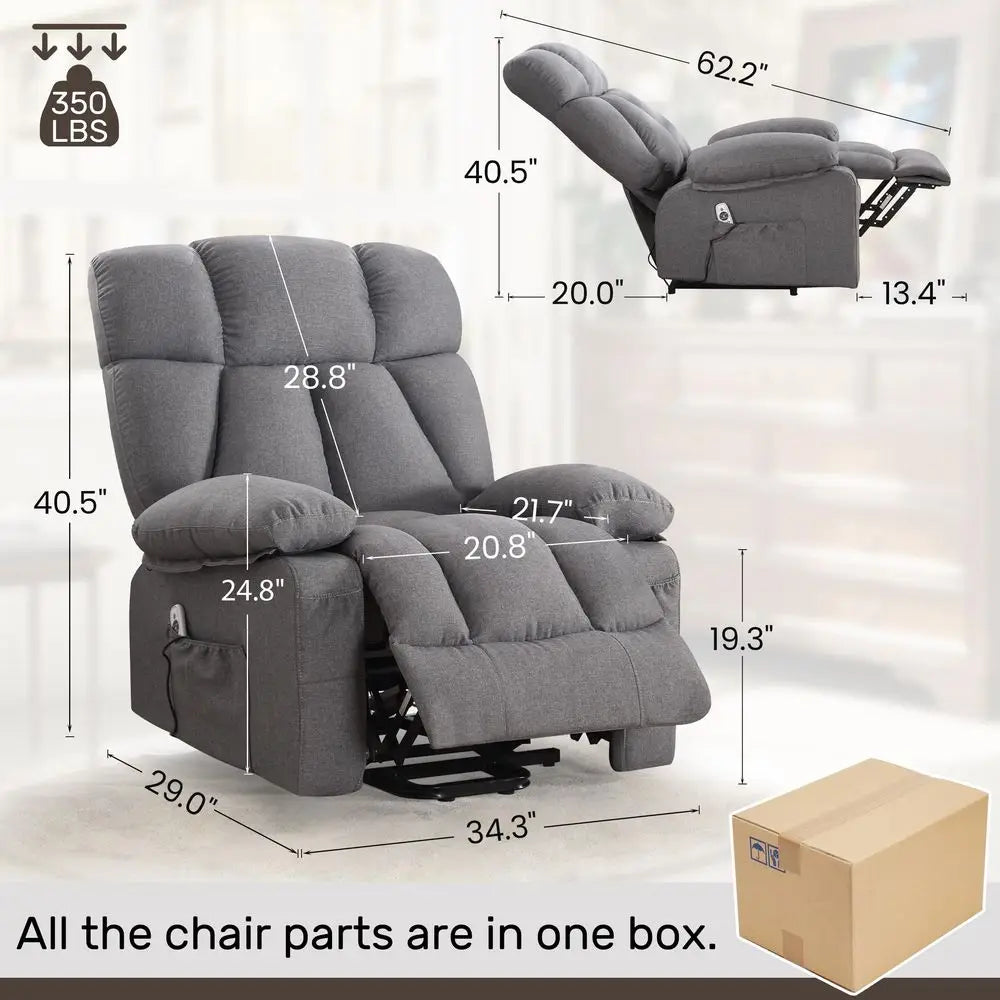 Power Lift Recliner for Elderly, Big and Tall Lift Chair with Massage and Heat
