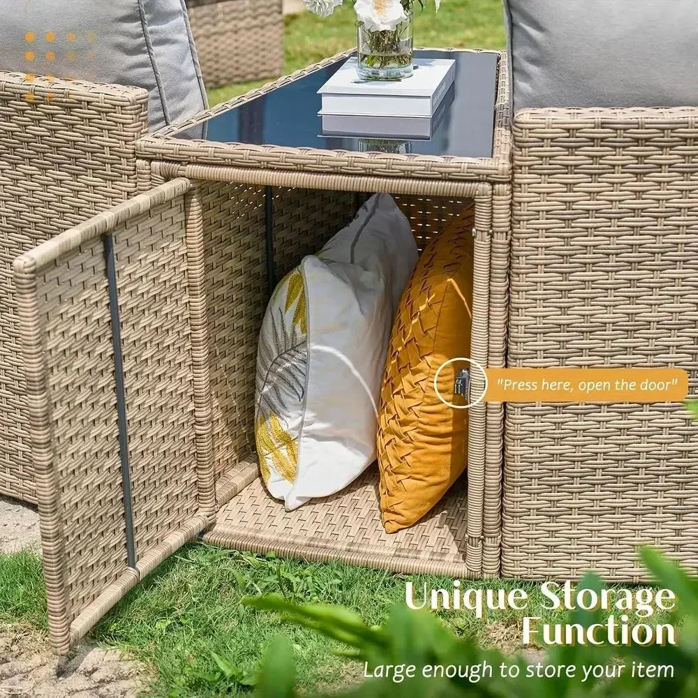 11-Piece Outdoor Wicker Sectional