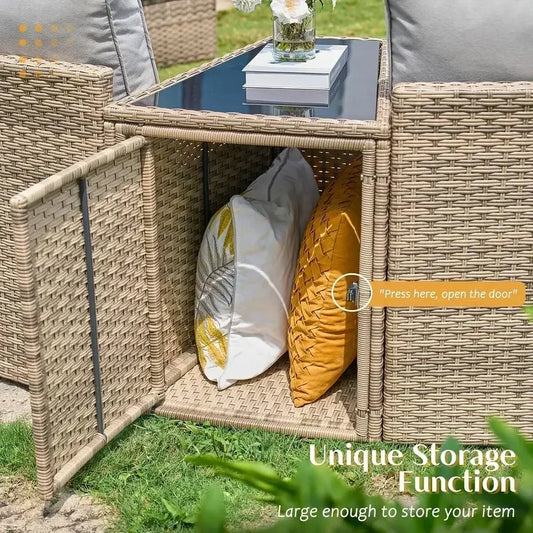 11-Piece Outdoor Wicker Sectional