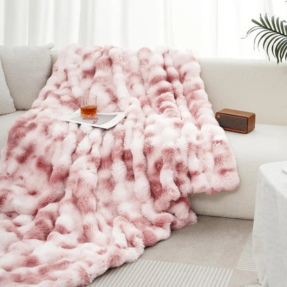 1pc Faux Rabbit Fleece Blanket
