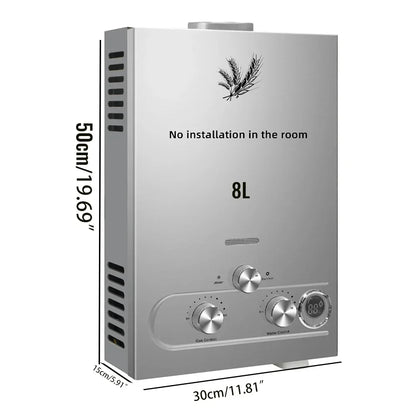 VEVOR 6L/8L/10L/12L/16L/18L LPG Water Heater, On-Demand Instant Hot Water System for Propane & Butane Gas